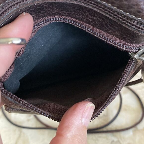 Roots Leather Crossbody Hanging Pouch Mini Bag Passport Holder Vintage - Picture 7 of 14
